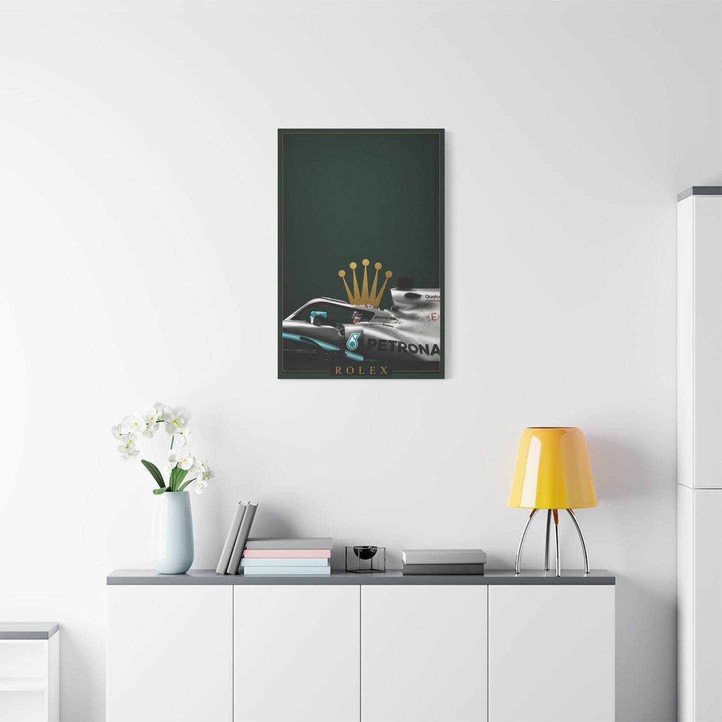 Formula Racing Canvas Print — Rolex & Petronas Car Art (Matte Stretched)