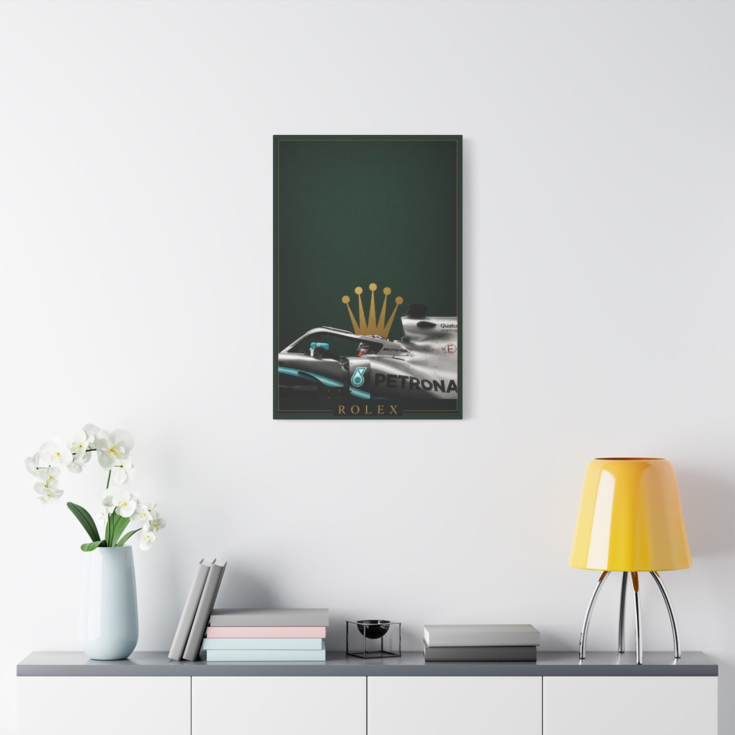 Formula Racing Canvas Print — Rolex & Petronas Car Art (Matte Stretched)