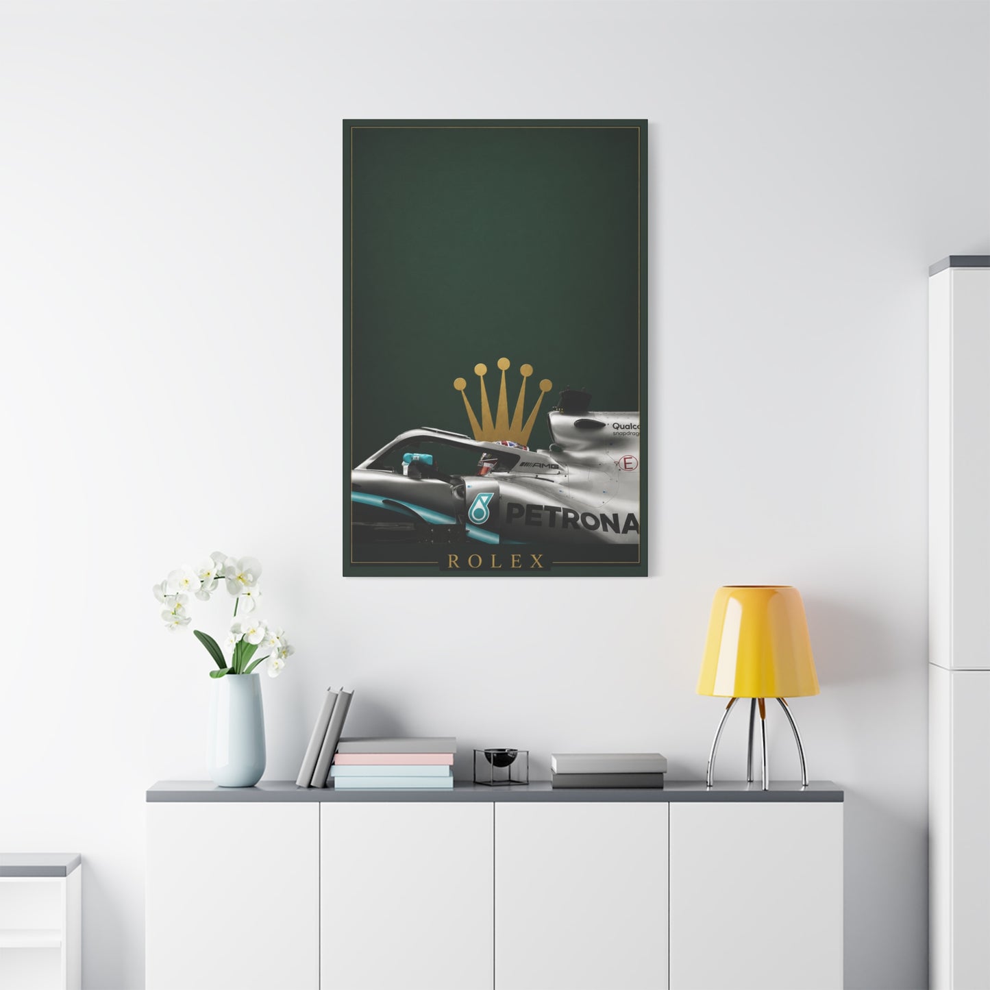 Formula Racing Canvas Print — Rolex & Petronas Car Art (Matte Stretched)