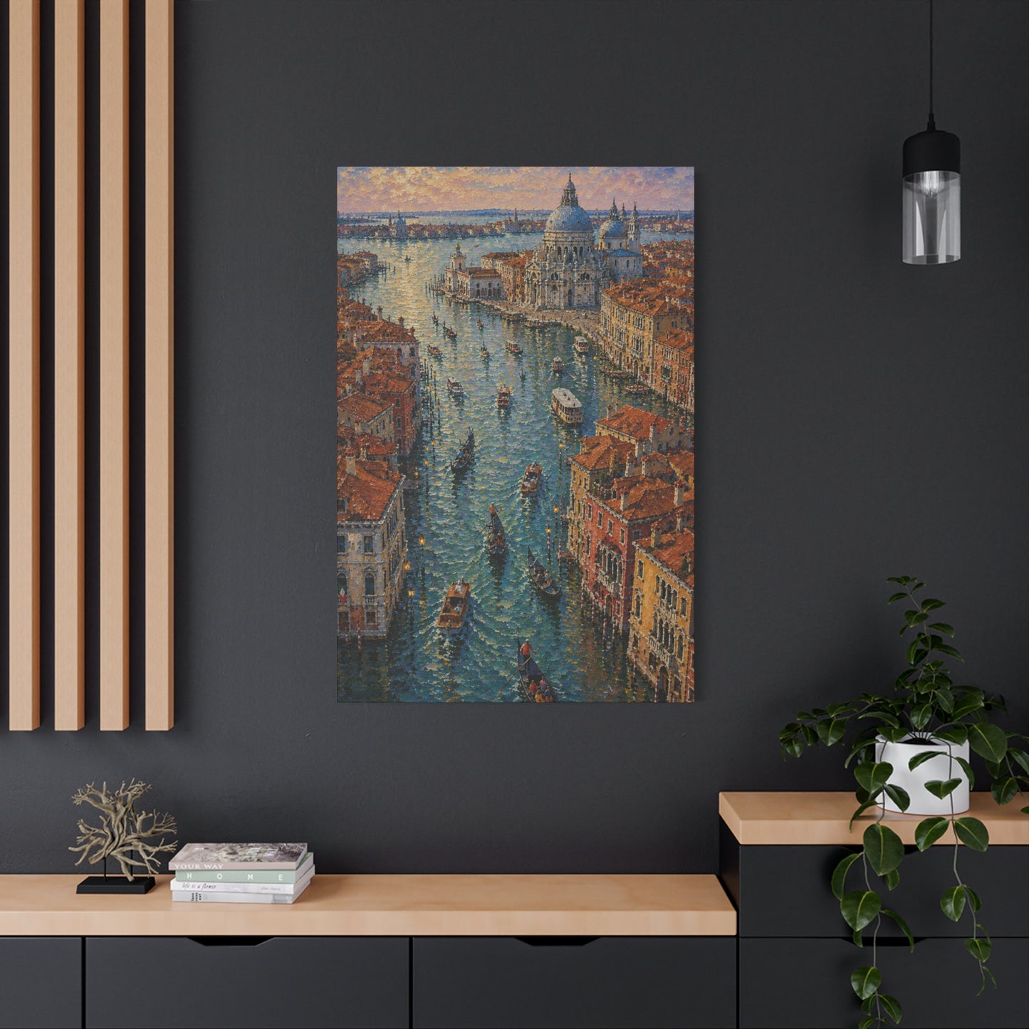 Venetian Canal Cityscape Matte Canvas Print — Stretched 1.25"