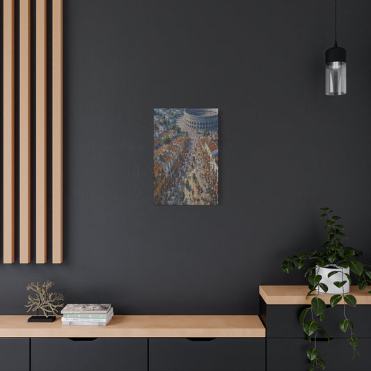Running with the bulls España Canvas Print - Vintage Roman Street & Colosseum Art