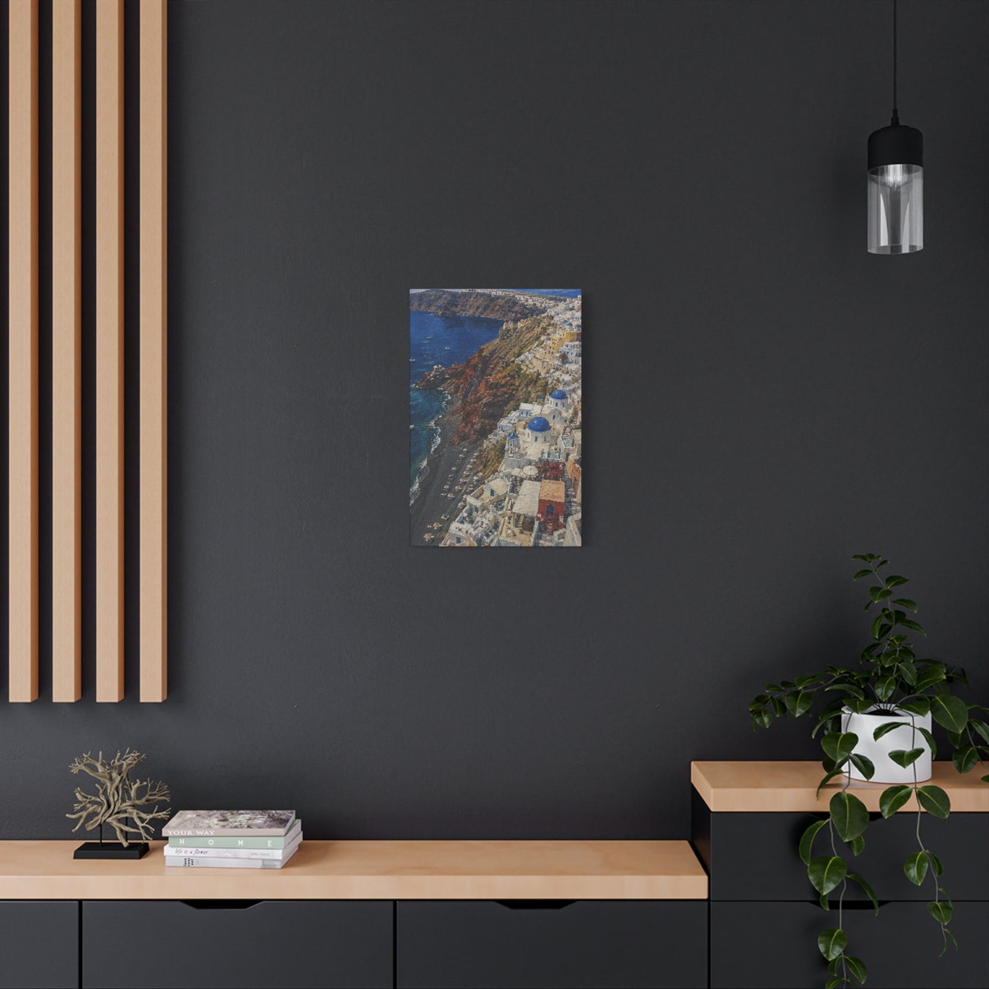 Black sands of Santorini Canvas