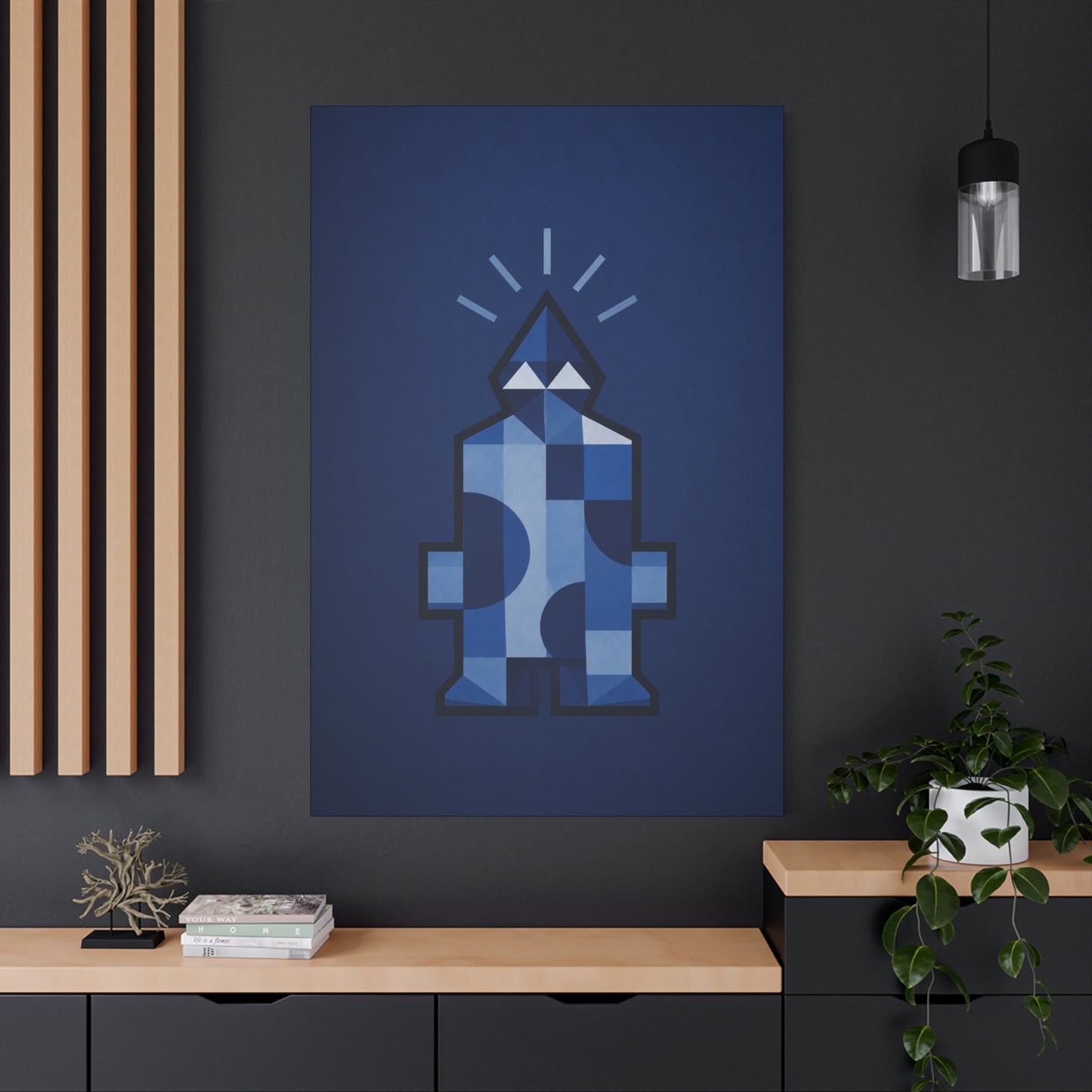 Blue Geometric Canvas